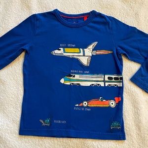 Mini Boden Rocket Speed Train Cotton Long Sleeve Tee 5 to 6 year old